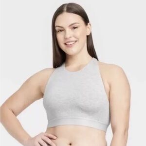 Auden Women's M Medium Bralette Bra Cotton Stretch Cross Back Heathered Gray New